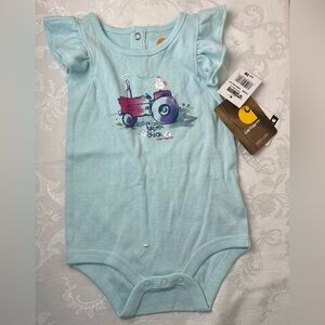 Carhartt Light Blue Baby Bodysuit with Red Tractor and Chick Graphic